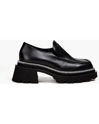 Sandro Teriane Crystal-embellished Leather Platform Loafers - Black