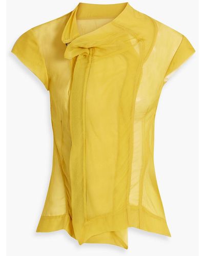 Rick Owens Asymmetric Silk-chiffon Top - Yellow