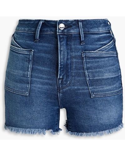 GOOD AMERICAN Frayed Denim Shorts - Blue