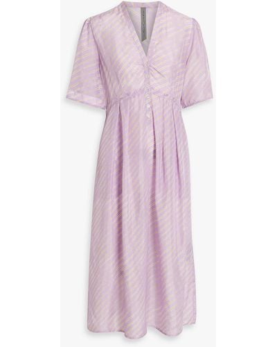 Raquel Allegra Striped Silk-twill Midi Dress - Pink