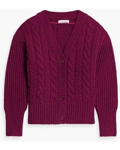 Chinti & Parker Aran Cable-knit Wool Cardigan - Purple