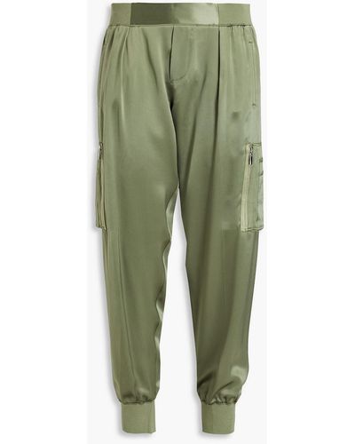 ATM Cropped track pants aus seidensatin - Grün