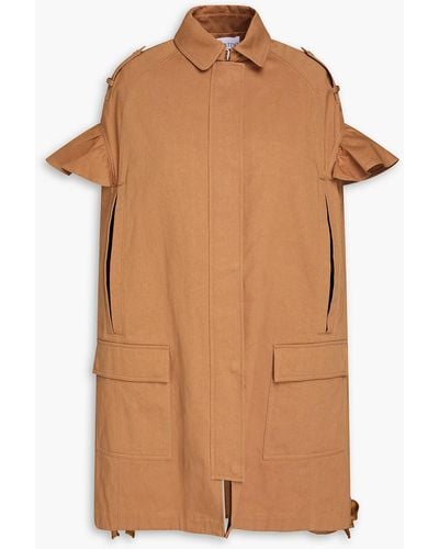 RED Valentino Ruffle-trimmed Cotton-twill Coat - Brown