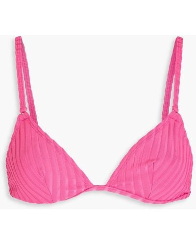 Solid & Striped The Lulu Ribbed Recycled Triangle Bikini Top - Pink