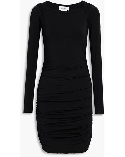 The Line By K Ruched Micro Modal-blend Jersey Mini Dress - Black