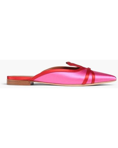 Malone Souliers Two-tone satin slippers - Rot