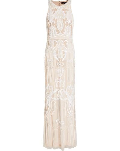 Aidan Mattox Embellished Tulle Gown - Natural