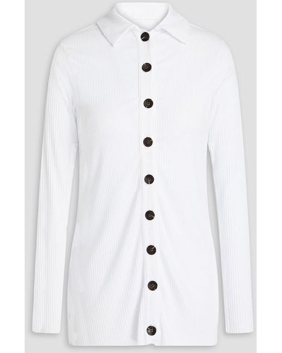 Enza Costa Ribbed Jersey Cardigan - White