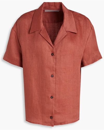 Asceno Prague Organic Linen Shirt - Red