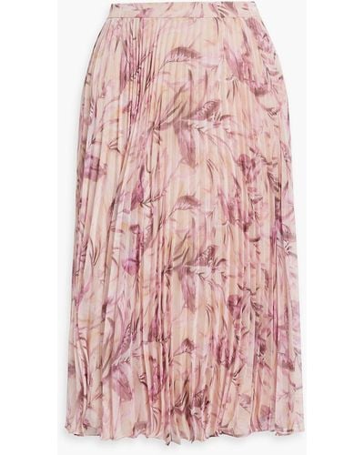 Mikael Aghal Pleated Floral-print Chiffon Skirt - Pink