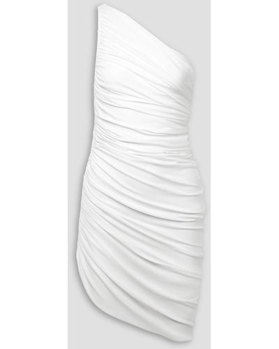 Norma Kamali Diana One-shoulder Ruched Stretch-jersey Mini Dress - White