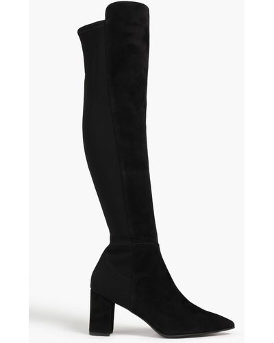 Stuart Weitzman Carly Suede And Stretch-jersey Over-the-knee Boots - Black
