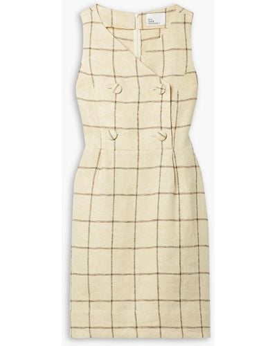 Lisa Marie Fernandez Double-breasted Checked Linen-blend Canvas Dress - Natural
