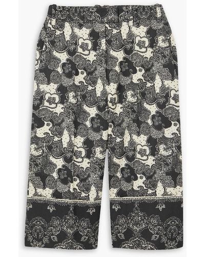 Brock Collection Tam Paisley-print Linen And Cotton-blend Culottes - Gray