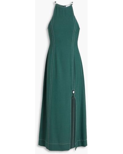 Ganni Bead-embellished Woven Midi Dress - Green