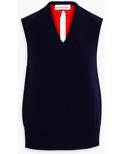Victoria Beckham Cutout Wool-blend Vest - Blue