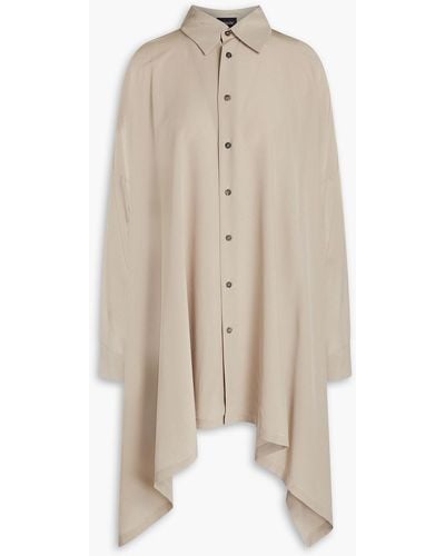 Eskandar Draped Silk Crepe De Chine Shirt - Natural