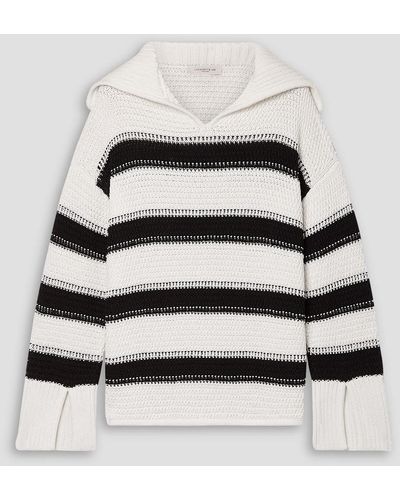 Lafayette 148 New York Striped Cotton And Silk-blend Jumper - White