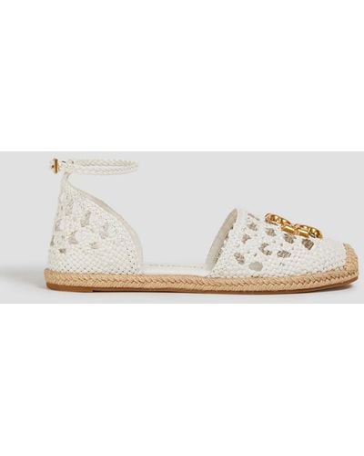 Tory Burch Eleanor Leather Espadrille Sandals - White