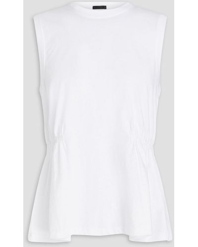 ATM Shirred Cotton-jersey Top - White