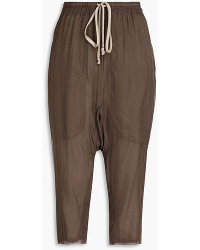 Rick Owens Cropped Chiffon Tapered Trousers - Brown