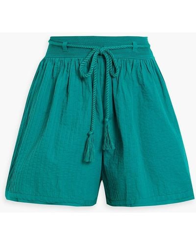 Ulla Johnson Rina Pintucked Cotton Shorts - Green