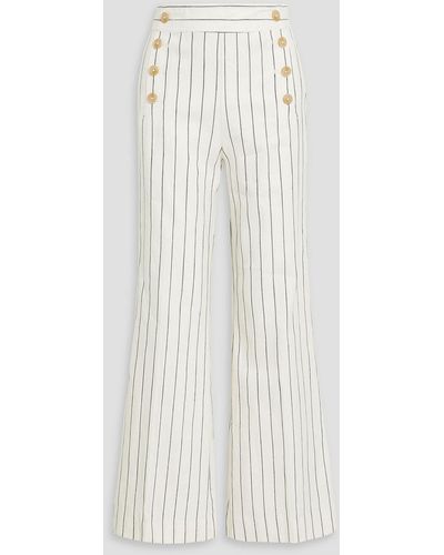 10 Crosby Derek Lam Massimo Pinstriped Linen And Cotton-blend Flared Pants - White