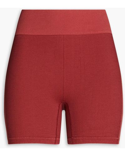 The Upside Striped Knitted Shorts - Red