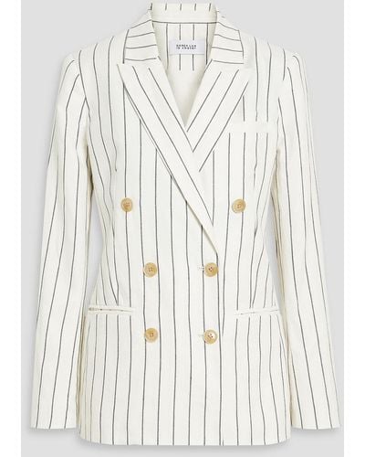 10 Crosby Derek Lam Walter Double-breasted Pinstriped Linen And Cotton-blend Blazer - Natural