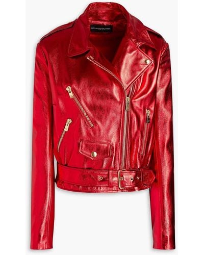 Alexandre Vauthier Jacke aus narbenleder mit metallic-effekt - Rot