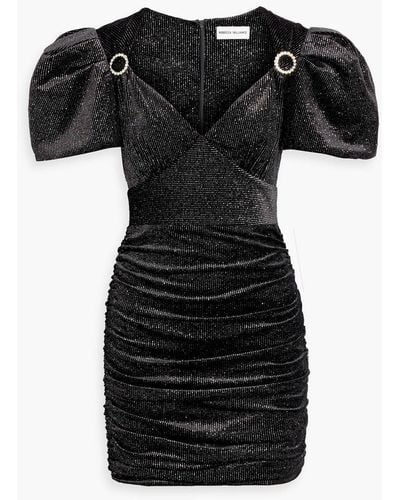 Rebecca Vallance Moon River Embellished Glittered Stretch-velvet Mini Dress - Black