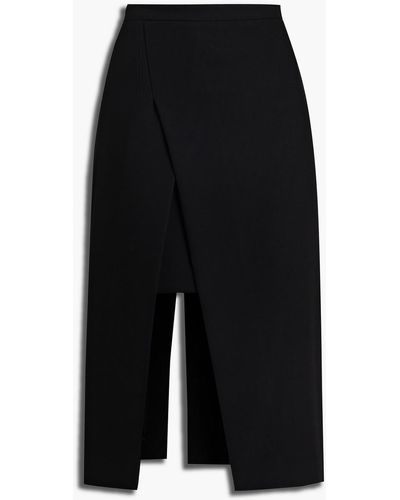 Maje Jeanne Wrap-effect Layered Woven Skirt - Black