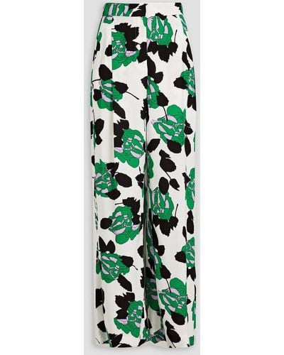 Diane von Furstenberg Brianna Floral-print Crepe Wide-leg Pants - Green