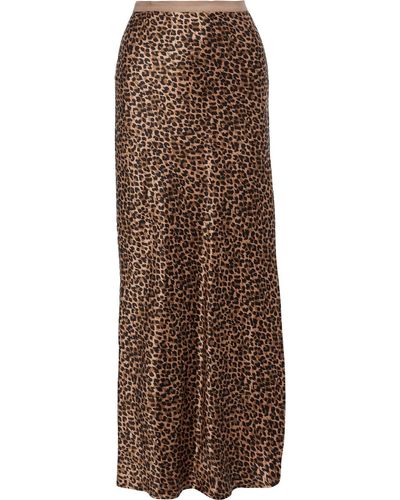 Nili Lotan Maya Leopard-print Silk-charmeuse Maxi Skirt - Brown