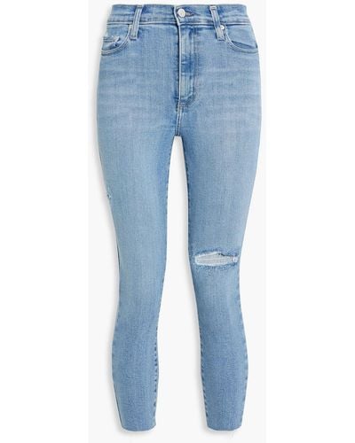 Nobody Denim Siren Cropped Distressed High-rise Skinny Jeans - Blue