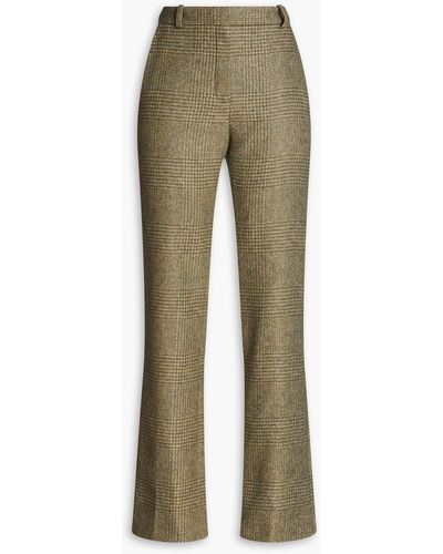 Nina Ricci Prince Of Wales Checked Wool-blend Straight-leg Trousers - Green