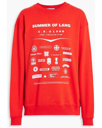 Helmut Lang Printed French Cotton-terry Sweatshirt - Red