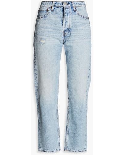 Rag & Bone Maya Cropped Distressed High-rise Slim-leg Jeans - Blue