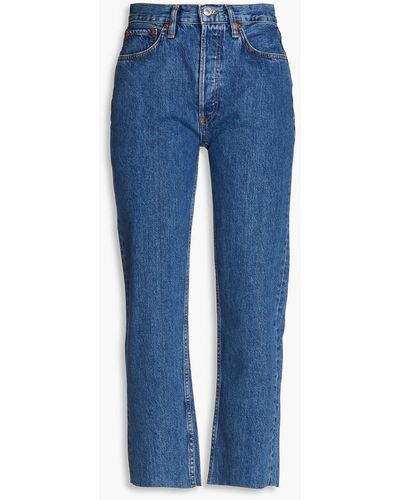 RE/DONE 70s Cropped High-rise Straight-leg Jeans - Blue
