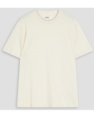 Sandro T-shirt aus baumwoll-jersey mit logostickerei - Weiß