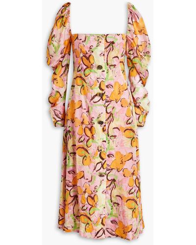 Rejina Pyo Kirsty Floral-print Crepe Midi Dress - Orange