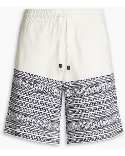 SMR Days Embroidered Cotton-jacquard Shorts - White