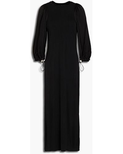 Mother Of Pearl Satin-paneled -jersey Midi Dress - Black