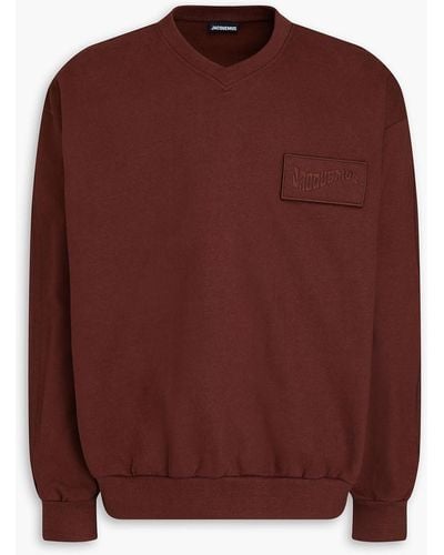 Jacquemus Santon Logo-appliquéd French Cotton-terry Sweatshirt - Red