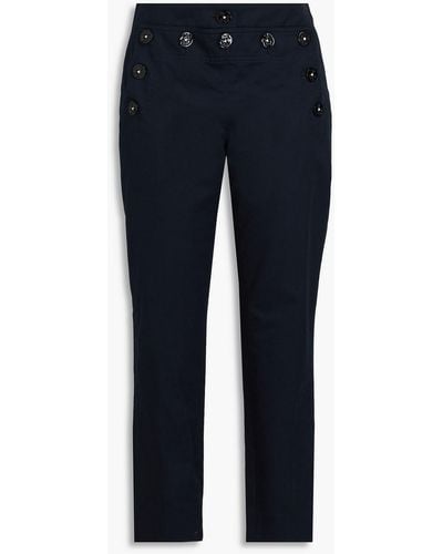 Dolce & Gabbana Cropped Cotton-twill Tapered Pants - Blue