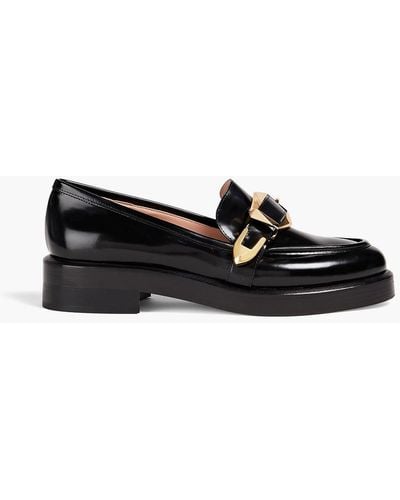 Alberta Ferretti Glossed-leather Loafers - Black