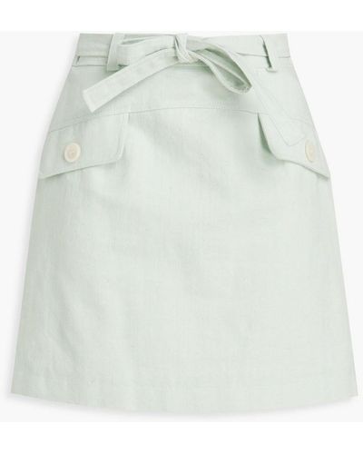 Claudie Pierlot Sonic Belted Cotton-blend Drill Mini Skirt - White
