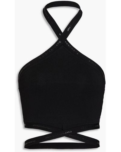 T By Alexander Wang Cropped Stretch-jersey Halterneck Top - Black