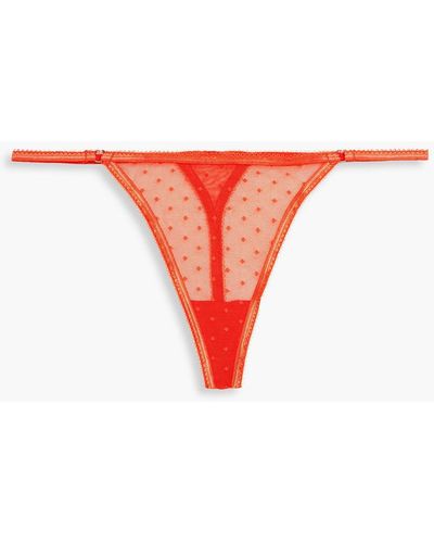 Love Stories Roomie Flocked Stretch-mesh Low-rise Thong - Red