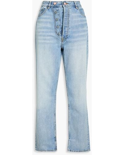 Ganni Faded High-rise Straight-leg Jeans - Blue
